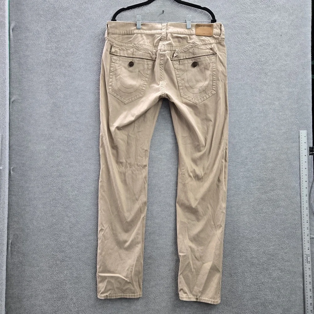 True Religion Men Pants 36 Brown Chino Geno Relaxed Slim Flap Pockets  32